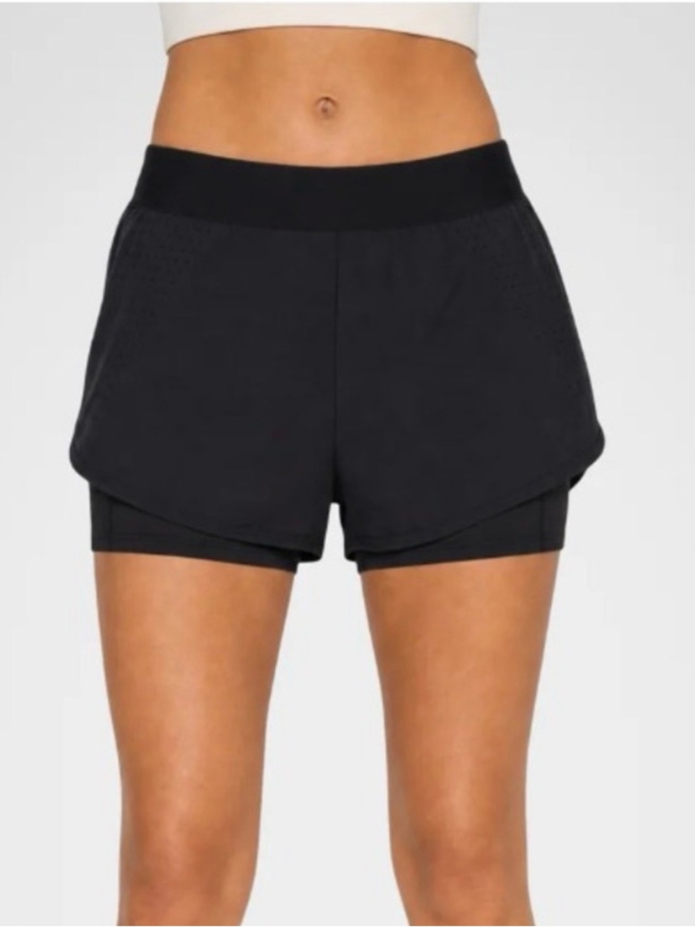 Kyodan Womens Race Mini Running Shorts Size XS Black Zipper Pockets Lined